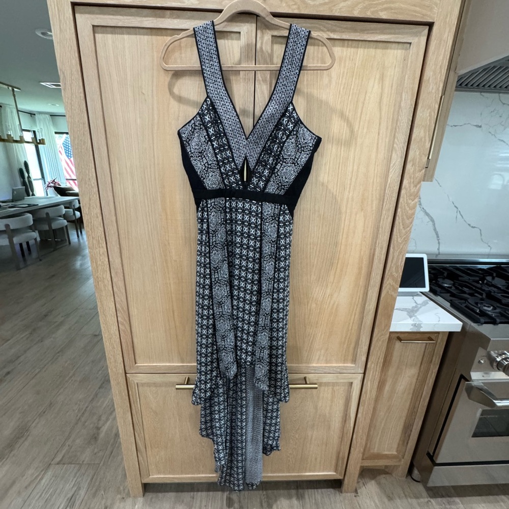 BCBGMaxAzria Black and White High Low Dress